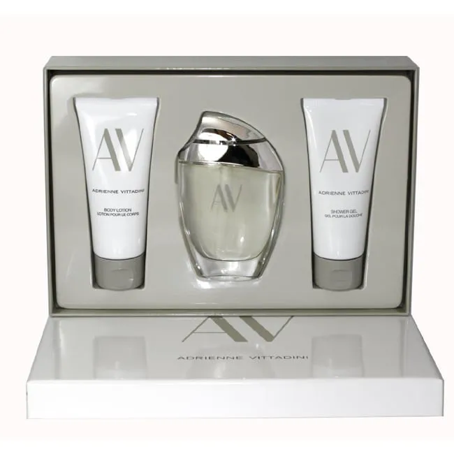 Adrienne Vittadini A.V 3.0 Oz Edp Spray, 3.0 Oz Body Lotion, 3.3 Oz Shower Gel Perfume