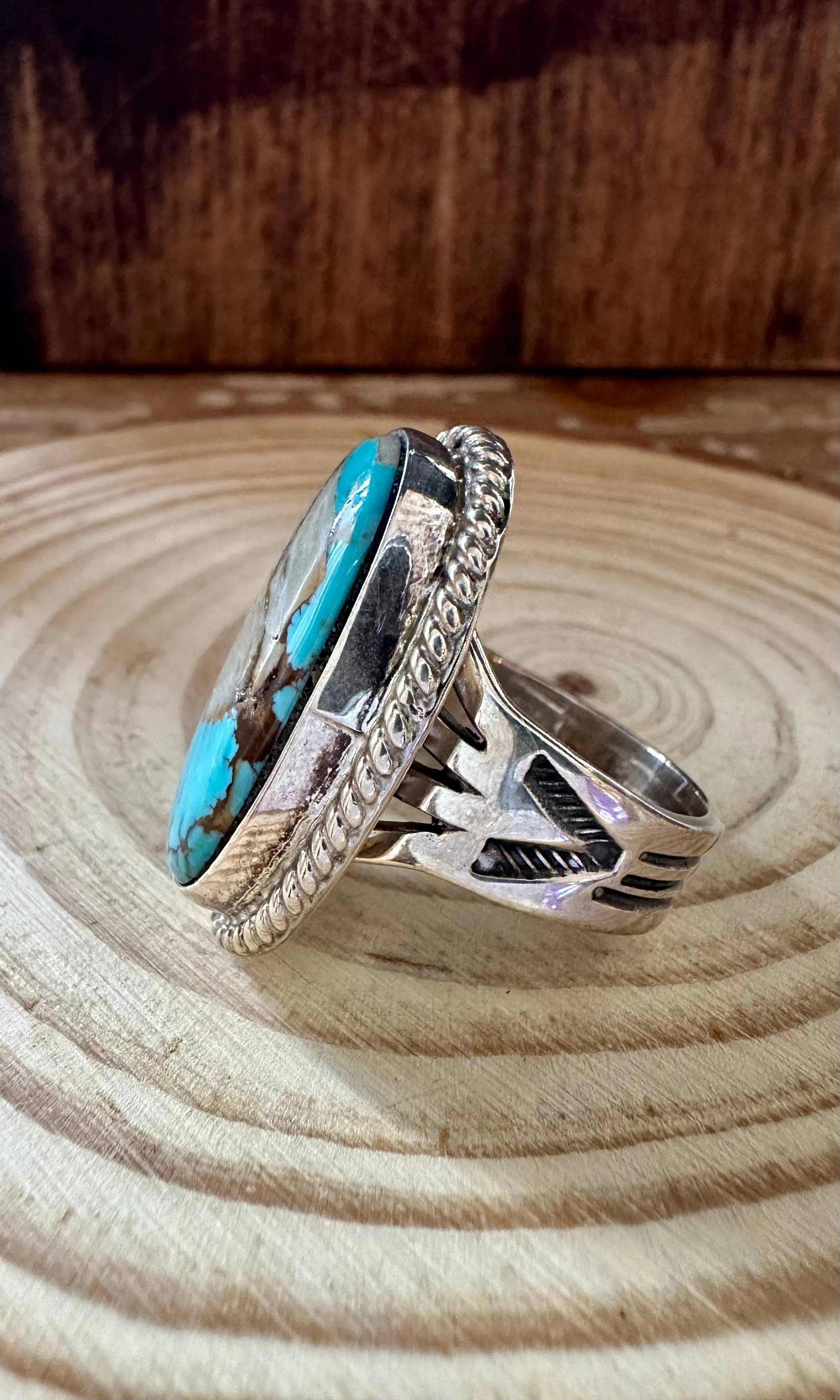 ALVERY SMITH Handmade Sterling Silver and Turquoise Ring • Size 10 1/2