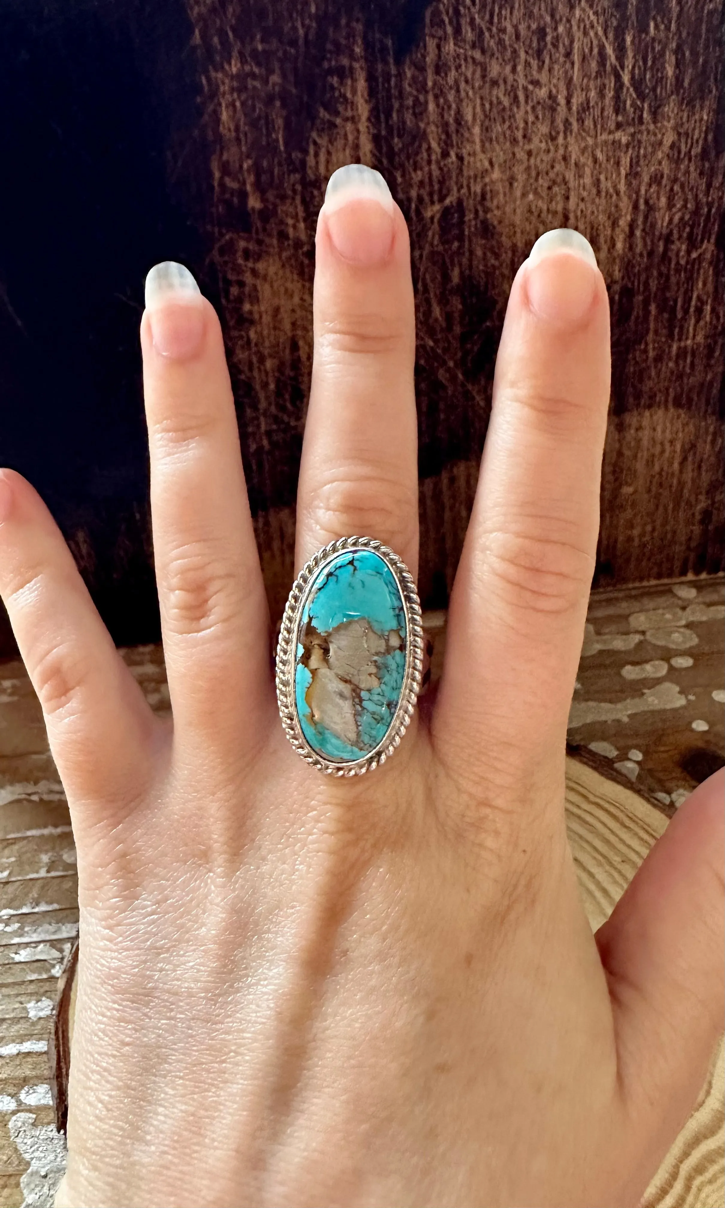 ALVERY SMITH Handmade Sterling Silver and Turquoise Ring • Size 10 1/2