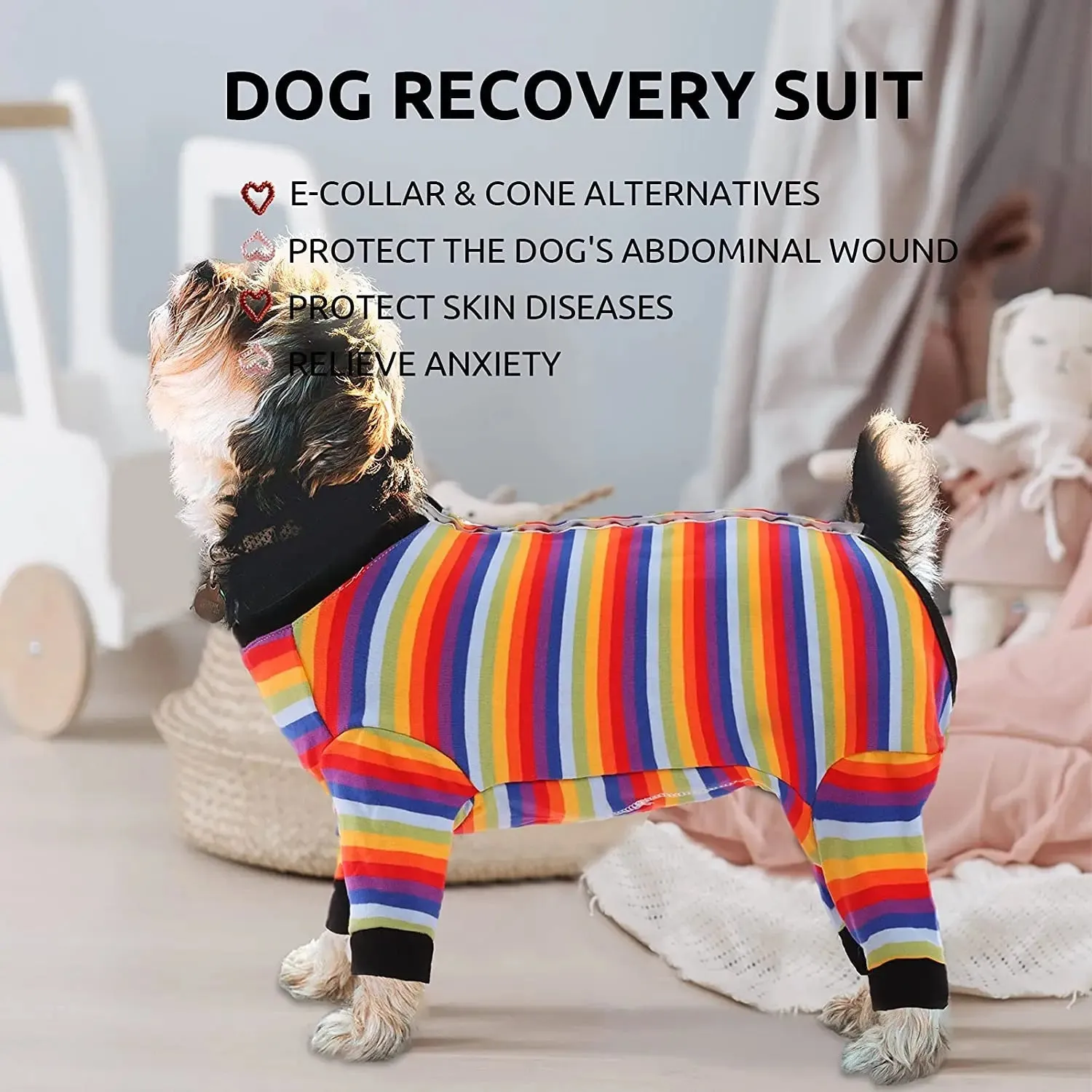 AnniePaw Dog Surgical Recovery Suit Abdominal Wound Long Sleeve Onesie