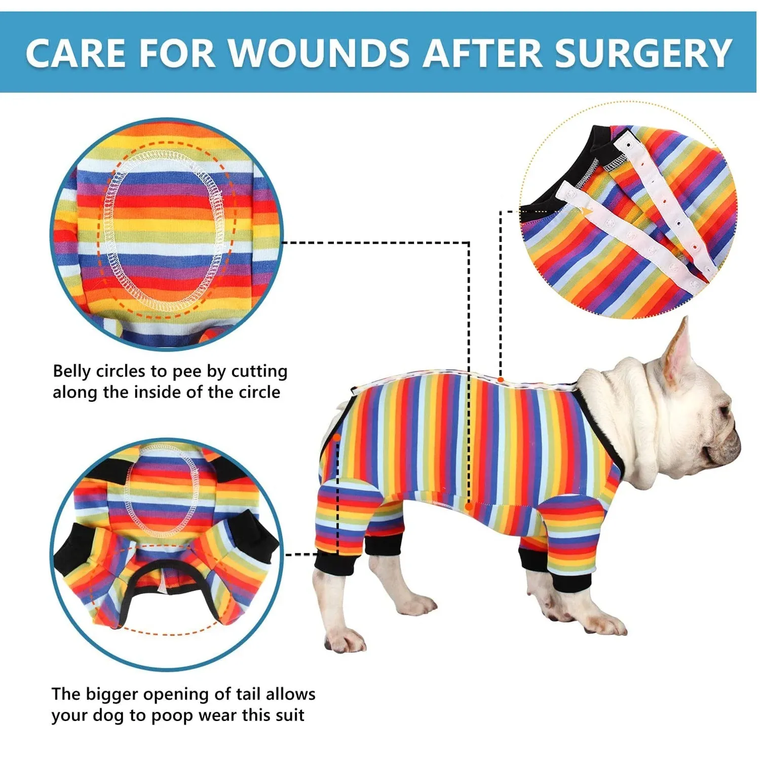 AnniePaw Dog Surgical Recovery Suit Abdominal Wound Long Sleeve Onesie