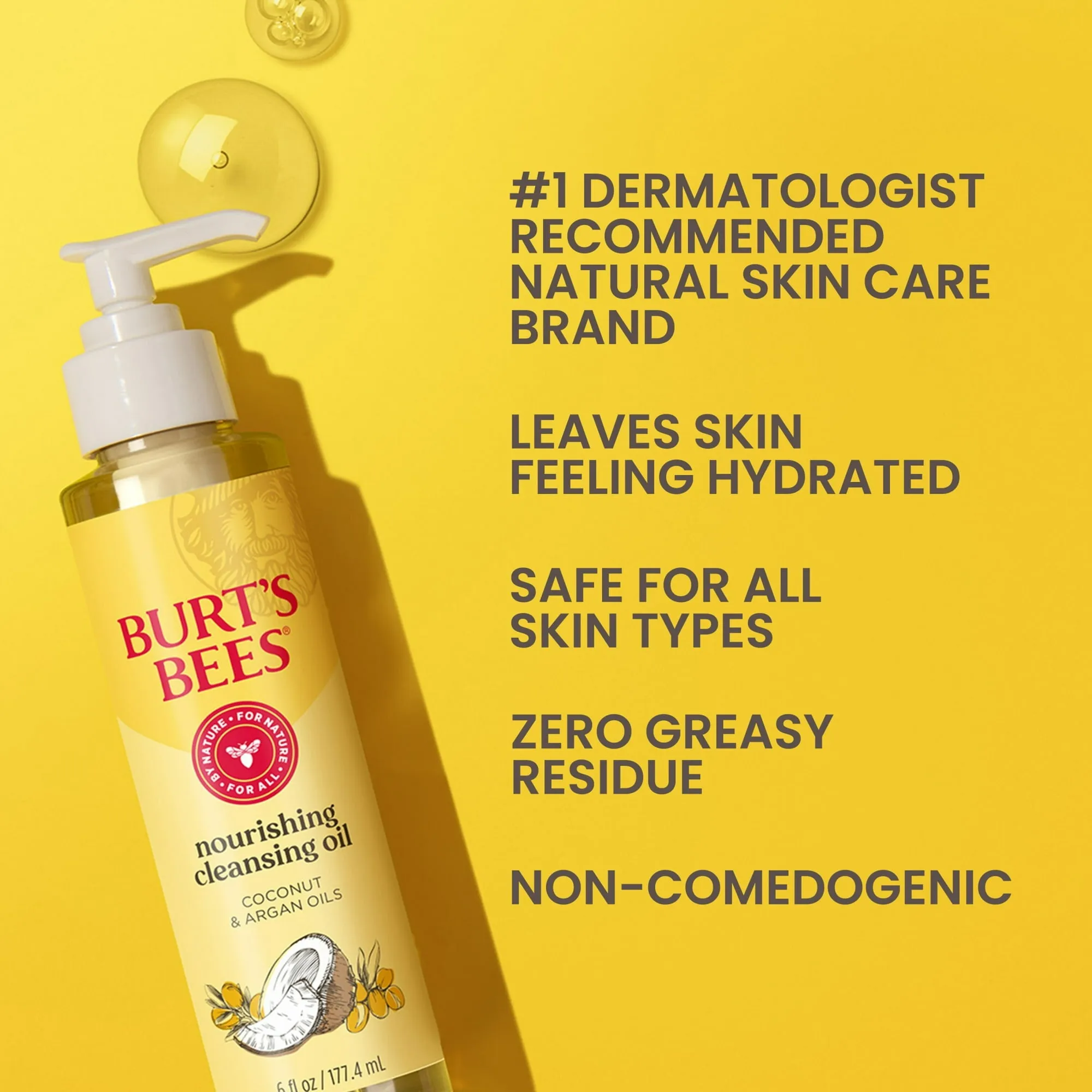 Burt's Bees Cleansing Oil With Coconut & Argan Oil 6oz