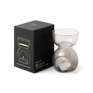 Essential Oil Burner & Tea Light Candle - Black Glass