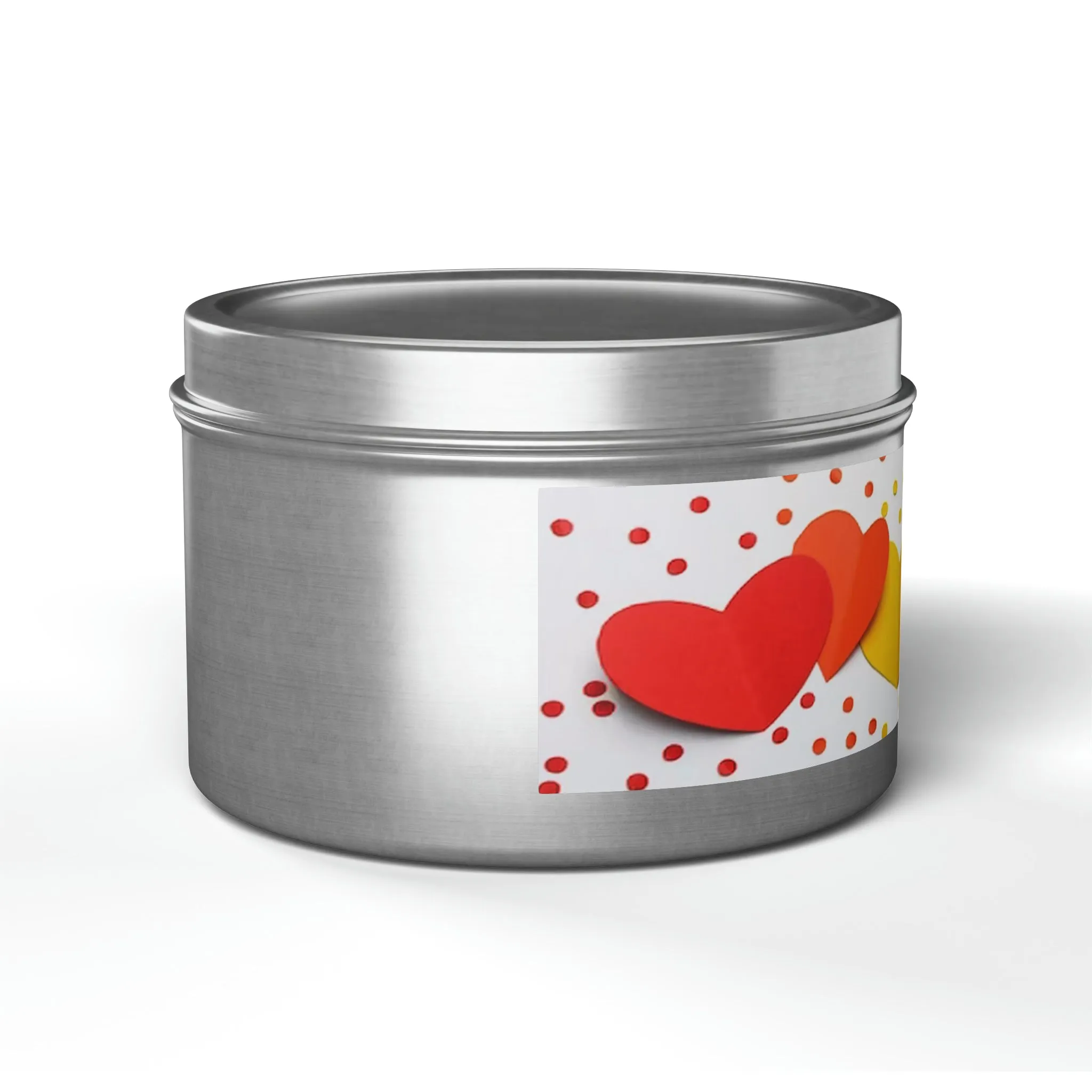 Gift Tin Scented Candle Rainbow Paper Hearts