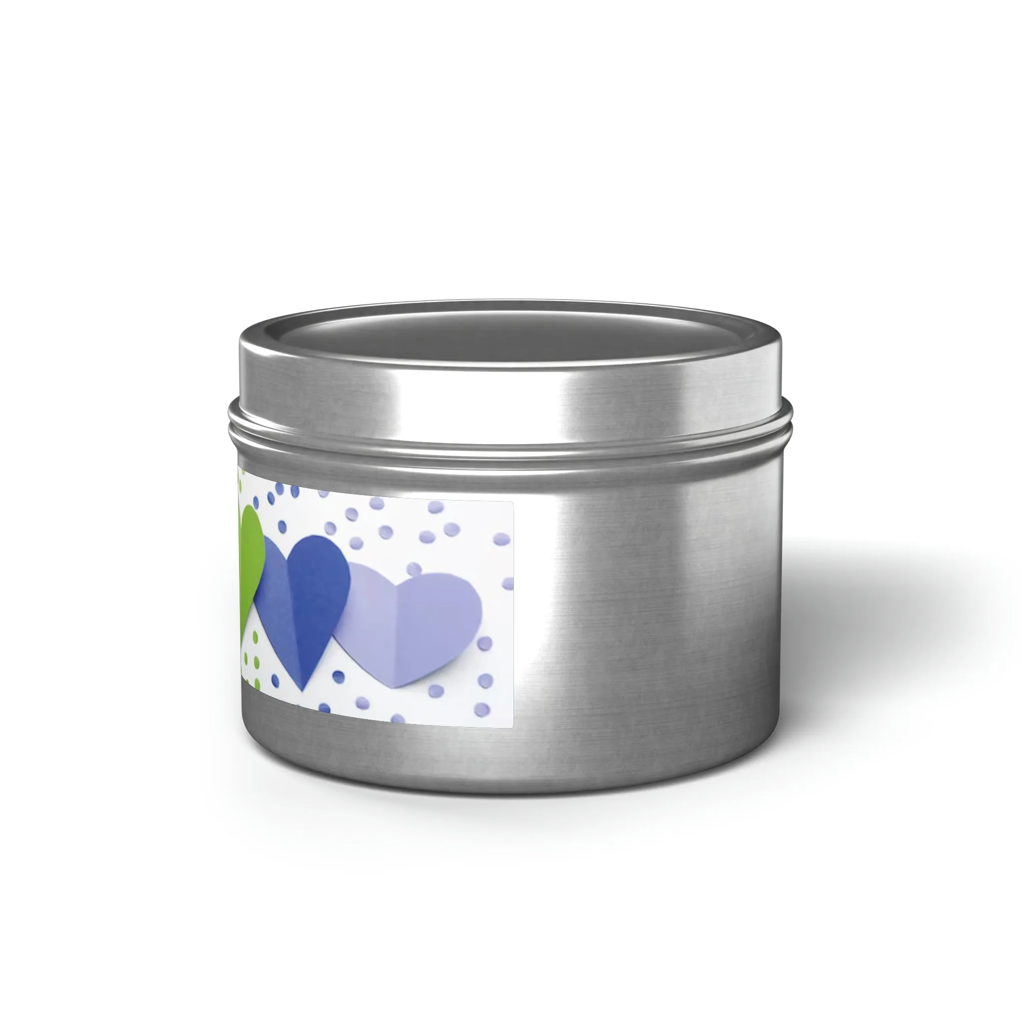 Gift Tin Scented Candle Rainbow Paper Hearts