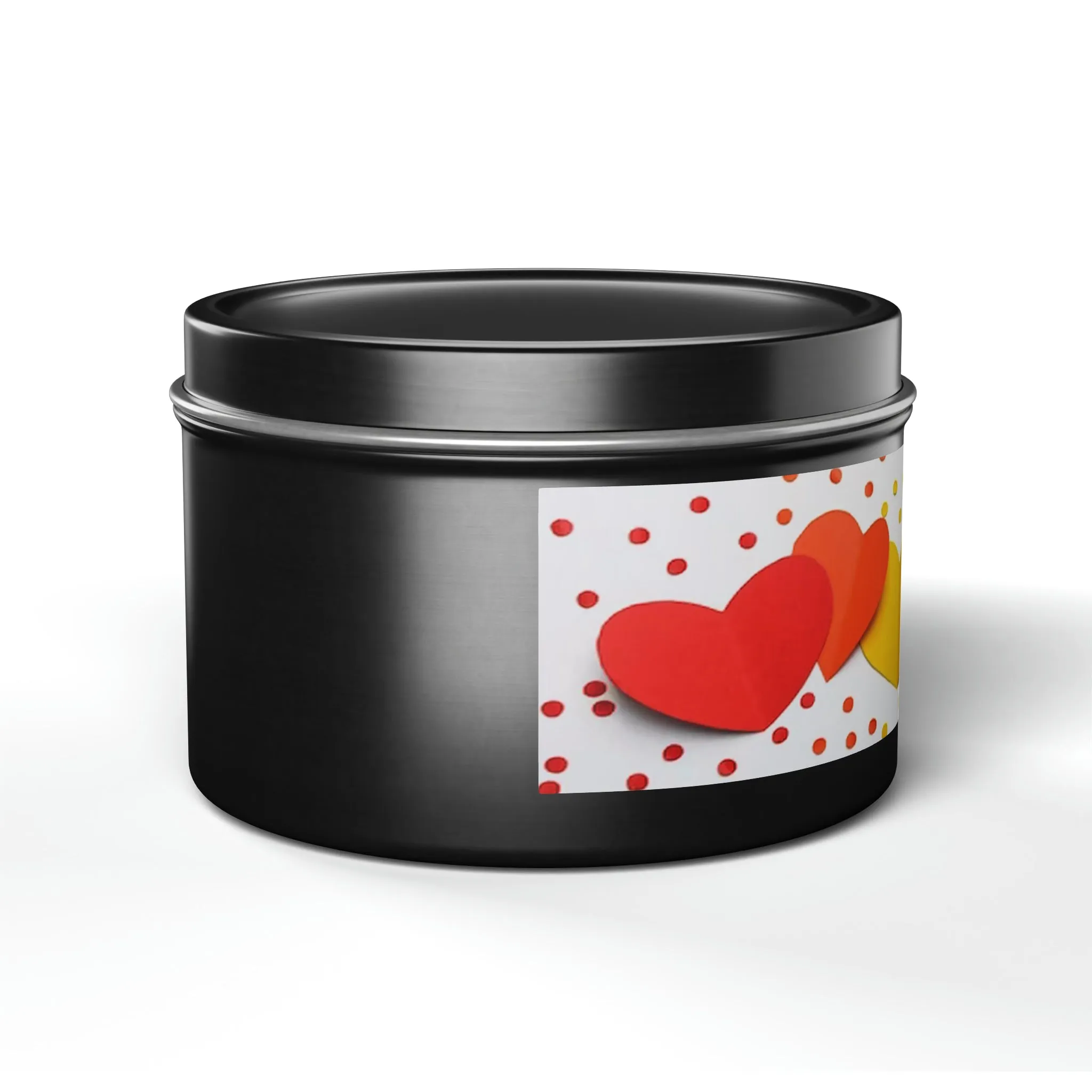 Gift Tin Scented Candle Rainbow Paper Hearts