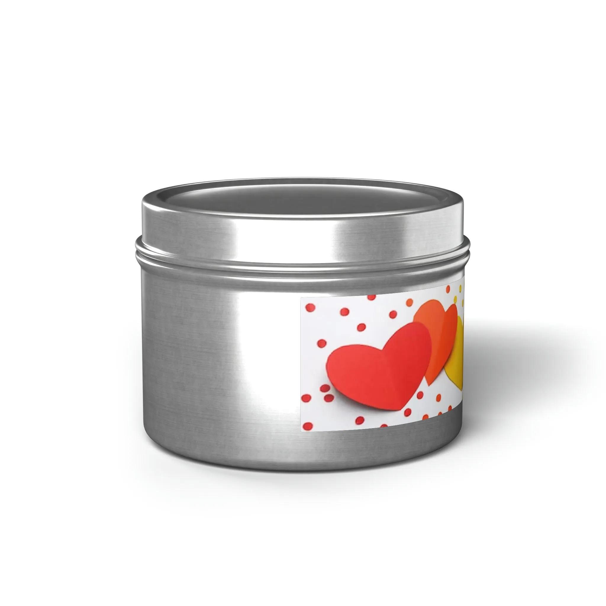 Gift Tin Scented Candle Rainbow Paper Hearts