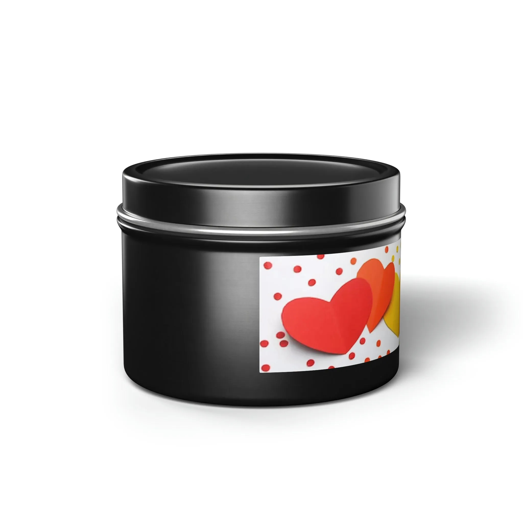 Gift Tin Scented Candle Rainbow Paper Hearts