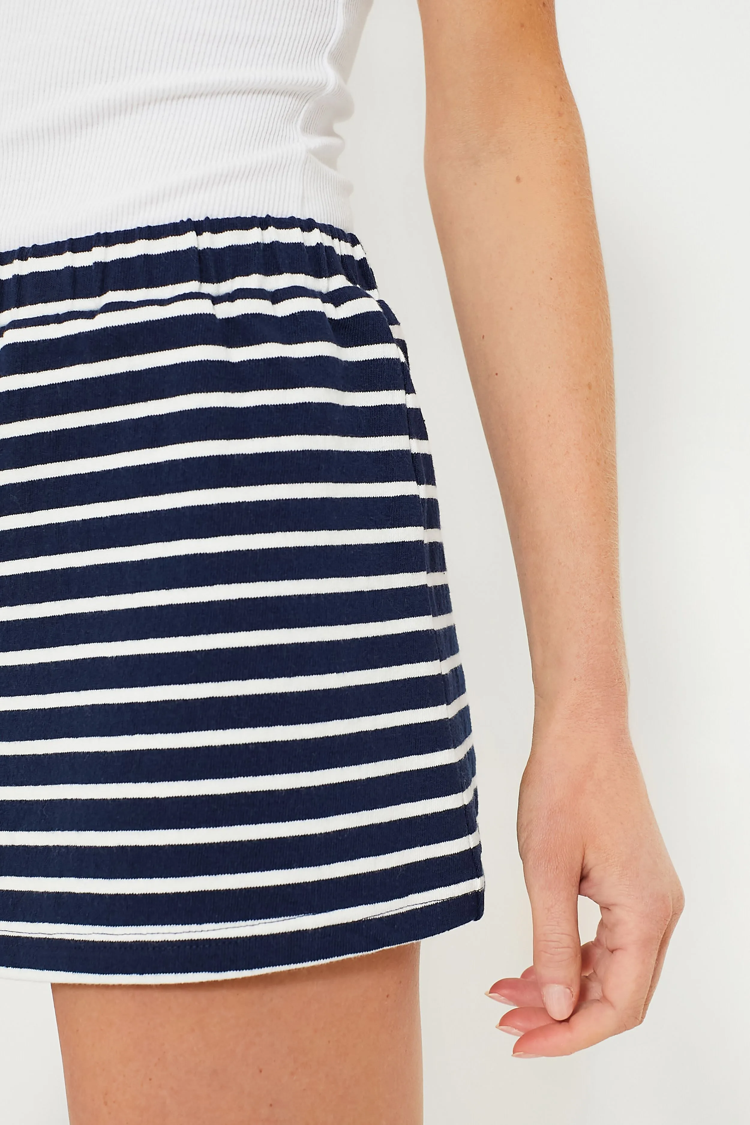 Navy Stripe Structured Knit Milo Short