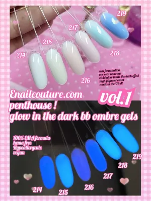 Penthouse bb ombre gels (Glow in The Dark Gel Nail Polish Set - 12 Colors Luminous Neon Nail Gel Polish Set Soak off UV/LED Glow Effect Nail Polish for DIY Nail Art Design)