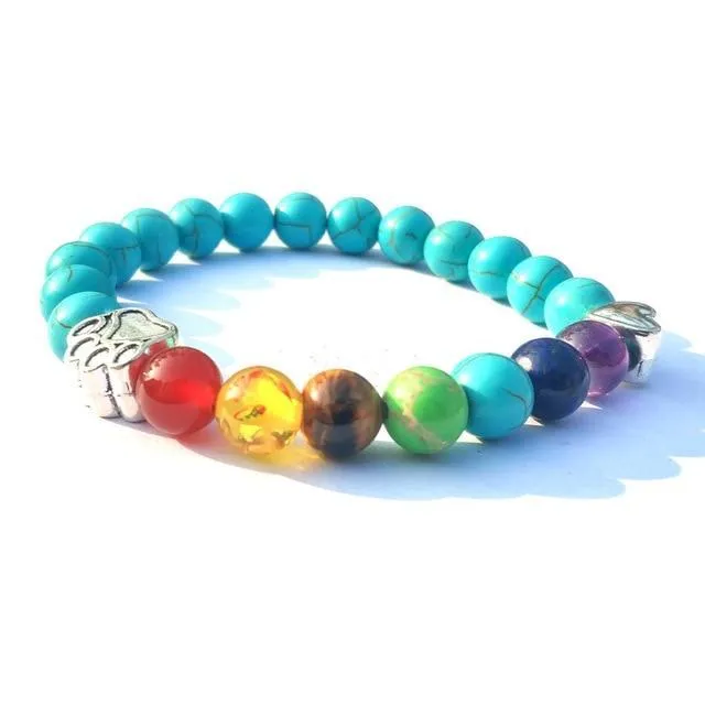 Pet Paw Lava Stone 8mm Beaded Bracelets with Rainbow Chakras Aromatherapy Diffuser Bracelets