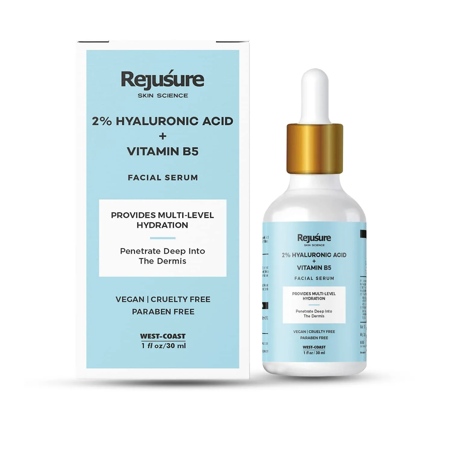 Rejusure 2% Hyaluronic Acid   Vitamin B5 Facial Serum - Intense Hydration | Glowing Skin - 30ml - Face Serum for Men & Women