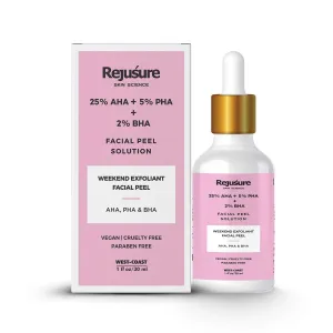 Rejusure AHA 25%   PHA 5%   BHA 2% Facial Peeling Solution for Glowing Skin, Smooth Texture & Pore Cleansing | Weekend Facial Exfoliant or Peel 30ml