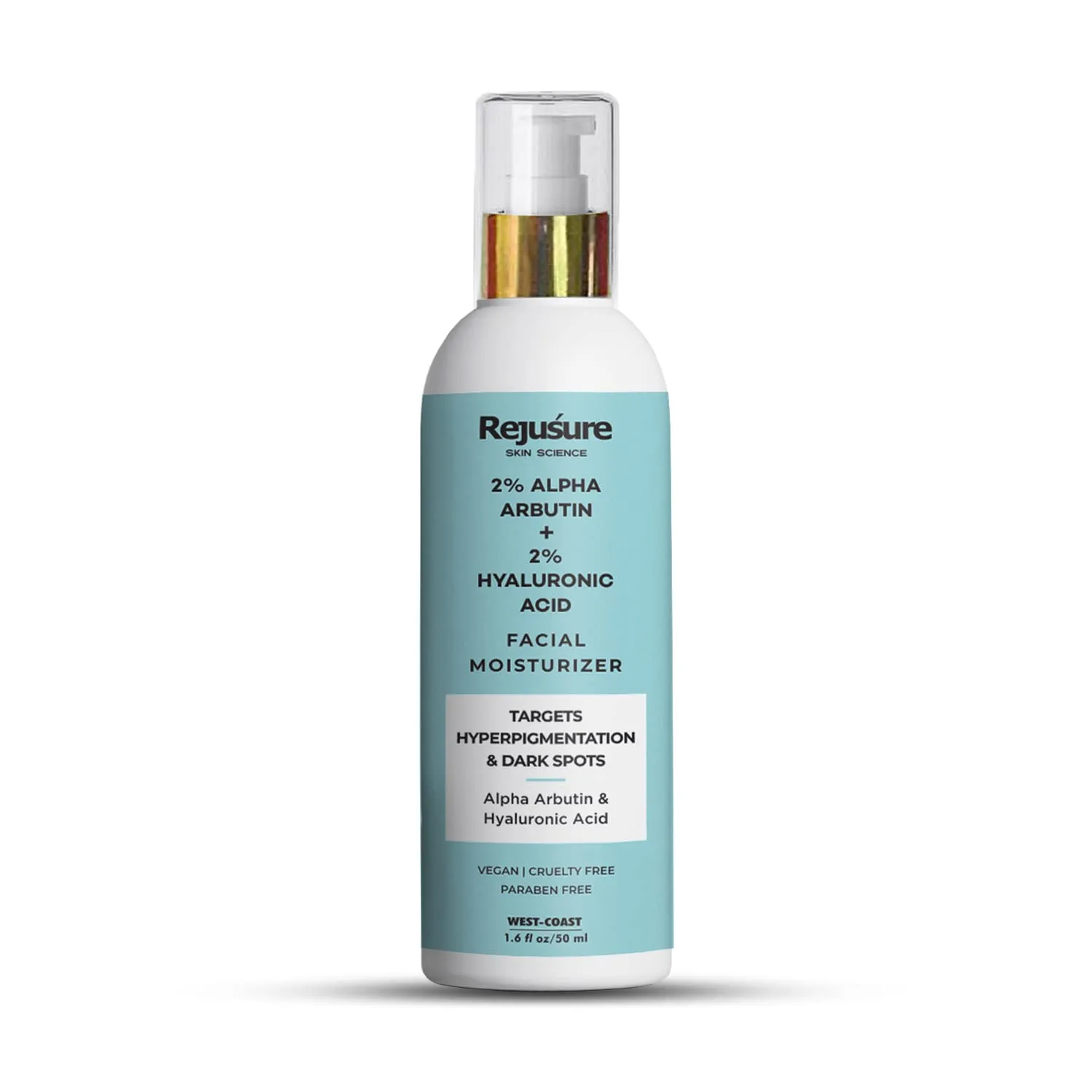 Rejusure Alpha Arbutin 2%   Hyaluronic Acid 2% Face Moisturizer - Minimizes Dark Spots and Hyperpigmentation, Sun Tanning, Blemishes, Acne Marks & Uneven Skin Tone | Skin Care - 50ml