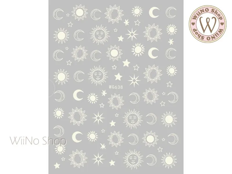 Sun Moon Stars Glow in the Dark Adhesive Nail Art Sticker - 1 pc (WG638GD)