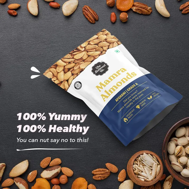 The Butternut Co. Premium Mamra Almonds 500g | Afghani Grade A Badam | 100% Natural | High Protein & High Fiber | Gluten Free | Whole Natural Almonds