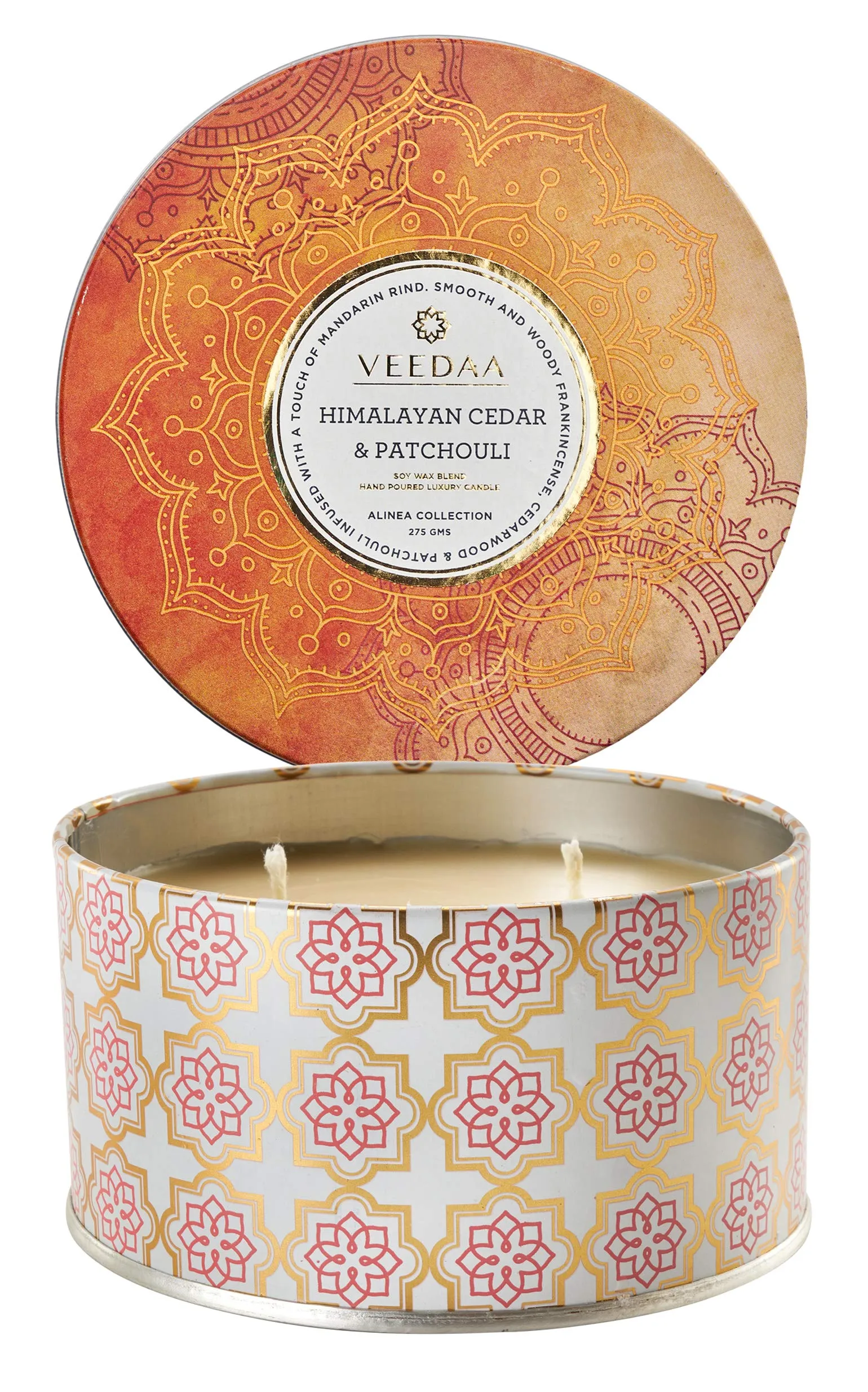 VEEDAA Himalayan Cedar & Patchouli 3 Wick Tin Soy Scented Candle (Burns 40 hours)