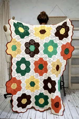 Vintage Crochet Honeycomb Throw